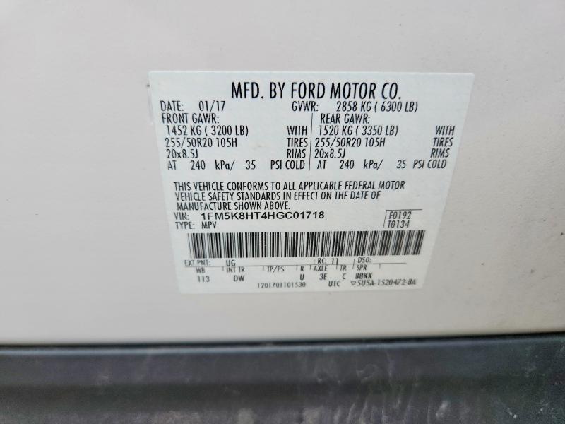 Aukcja sprzedaży 2017 Ford Explorer, vin: 1FM5K8HT4HGC01718, numer aukcji: 64550236