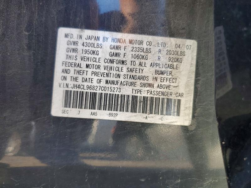 63534166 :رقم المزاد ، JH4CL96827C015273 vin ، 2007 Acura Tsx مزاد بيع
