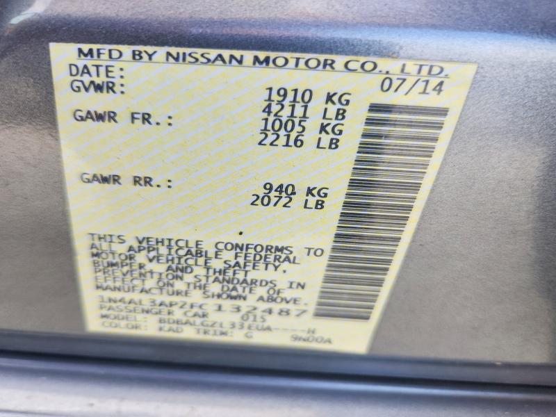 Aukcja sprzedaży 2015 Nissan Altima, vin: 1N4AL3AP2FC132487, numer aukcji: 66188386