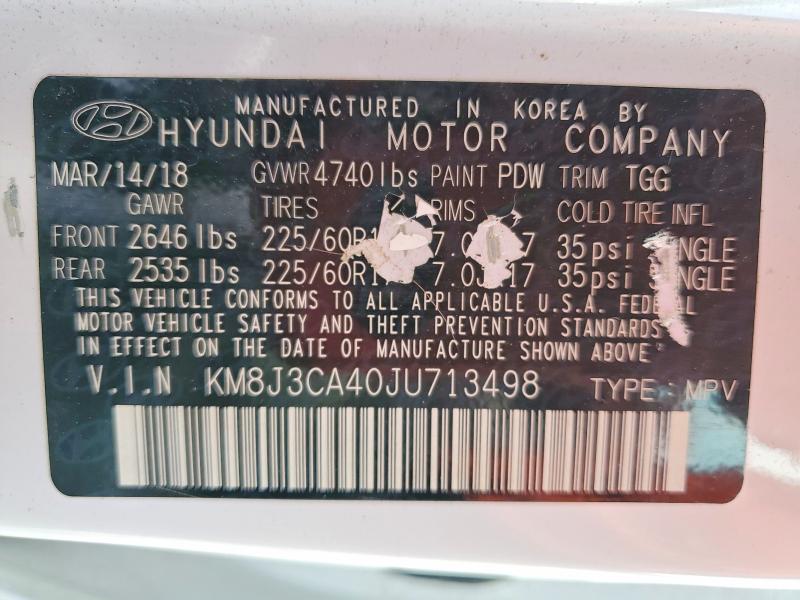66000996 :رقم المزاد ، KM8J3CA40JU713498 vin ، 2018 Hyundai Tucson مزاد بيع