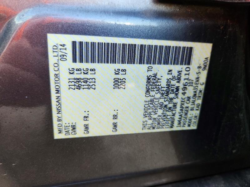 Продаж на аукціоні авто 2014 Nissan Maxima, vin: 1N4AA5APXEC496110, номер лоту: 66605326