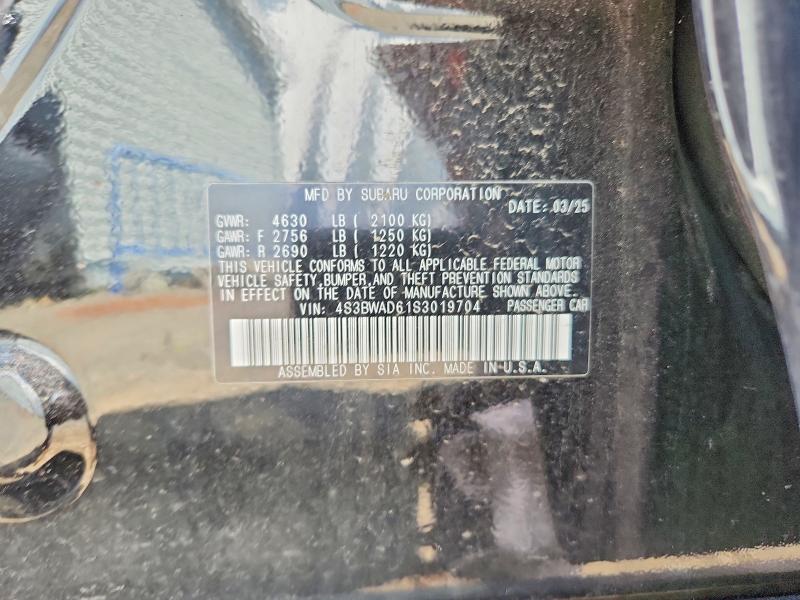 2025 Subaru Legacy მანქანა იყიდება აუქციონზე, vin: 4S3BWAD61S3019704, აუქციონის ნომერი: 64262356