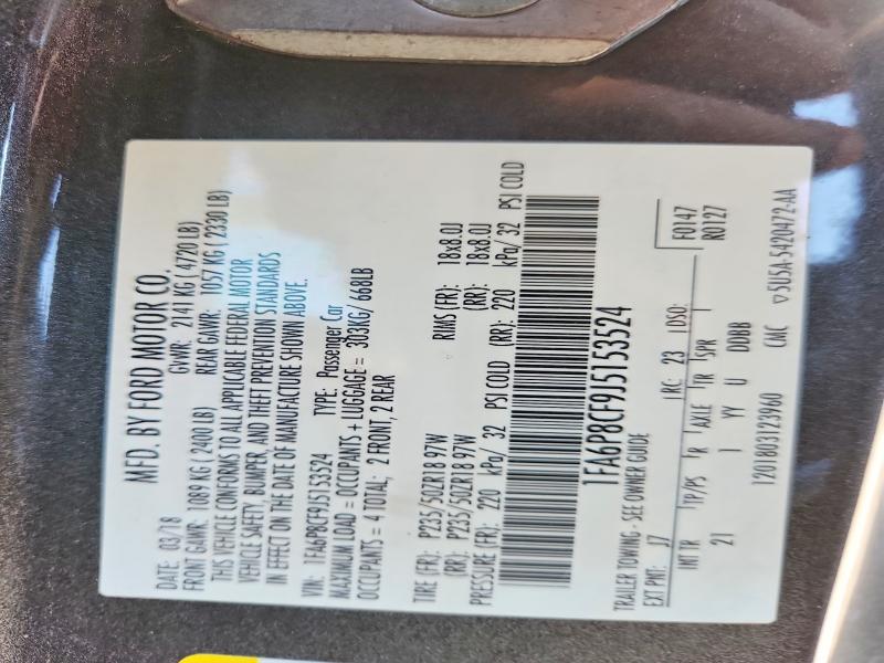 Продажа на аукционе авто 2018 Ford Mustang, vin: 1FA6P8CF9J5153524, номер лота: 62870176