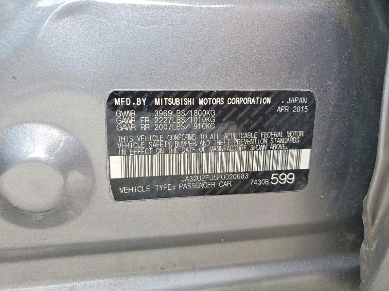 65678796 :رقم المزاد ، JA32U2FU5FU020683 vin ، 2015 Mitsubishi Lancer مزاد بيع