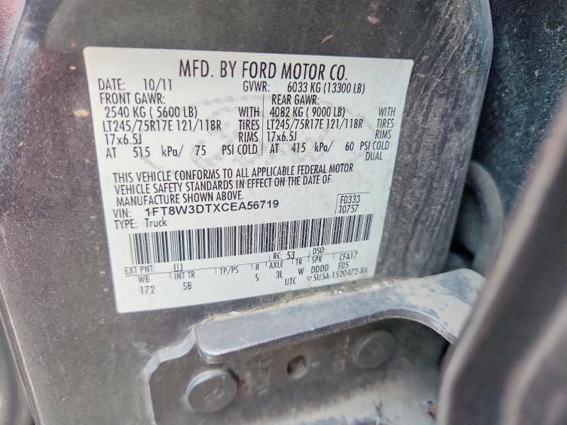 66918806 :رقم المزاد ، 1FT8W3DTXCEA56719 vin ، 2012 Ford F350 مزاد بيع