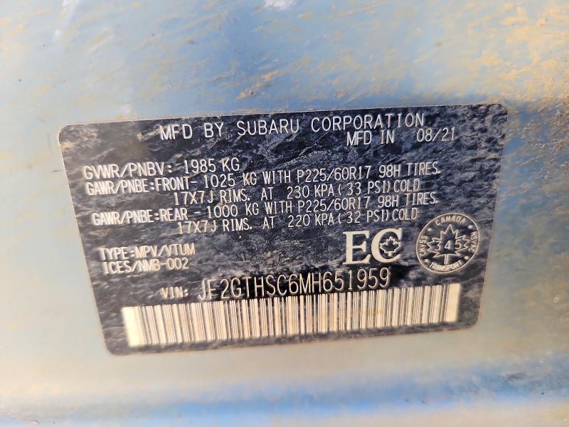 Auction sale of the 2021 Subaru Crosstrek, vin: JF2GTHSC6MH651959, lot number: 64387586