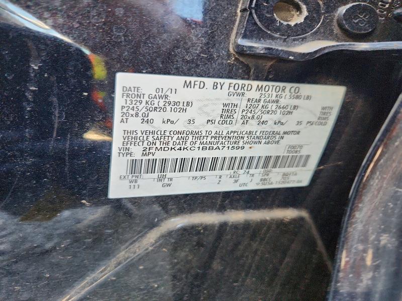 64327576 :رقم المزاد ، 2FMDK4KC1BBA71599 vin ، 2011 Ford Edge مزاد بيع