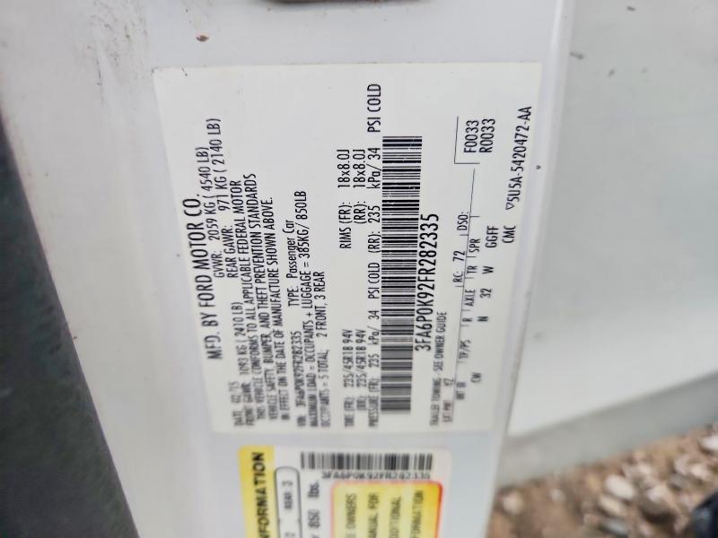 64849256 :رقم المزاد ، 3FA6P0K92FR282335 vin ، 2015 Ford Fusion مزاد بيع