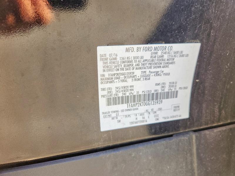 66055116 :رقم المزاد ، 1FAHP2KT0GG135939 vin ، 2016 Ford Taurus مزاد بيع