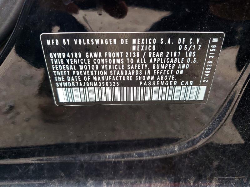 Продаж на аукціоні авто 2017 Volkswagen Jetta, vin: 3VWDB7AJ8HM396325, номер лоту: 65720576