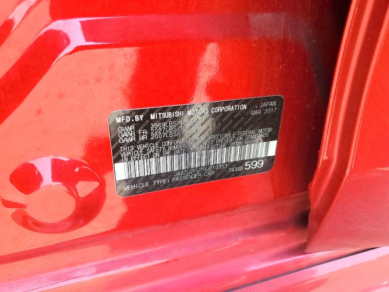 Aukcja sprzedaży 2017 Mitsubishi Lancer, vin: JA32U2FU7HU010353, numer aukcji: 67087726