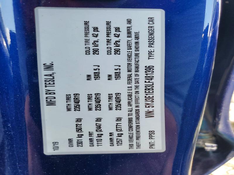 Продажа на аукционе авто 2020 Tesla Model 3, vin: 5YJ3E1EB3LF481396, номер лота: 62853506