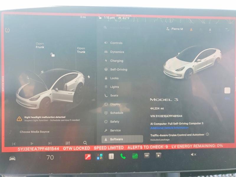 2023 Tesla Model 3 მანქანა იყიდება აუქციონზე, vin: 5YJ3E1EA7PF481544, აუქციონის ნომერი: 66025226