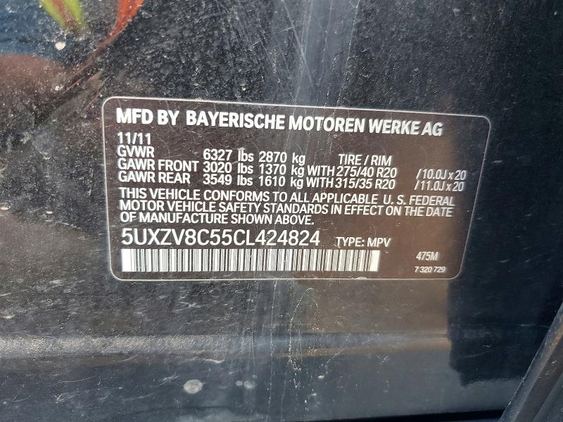 Aukcja sprzedaży 2012 Bmw X5, vin: 5UXZV8C55CL424824, numer aukcji: 66591206