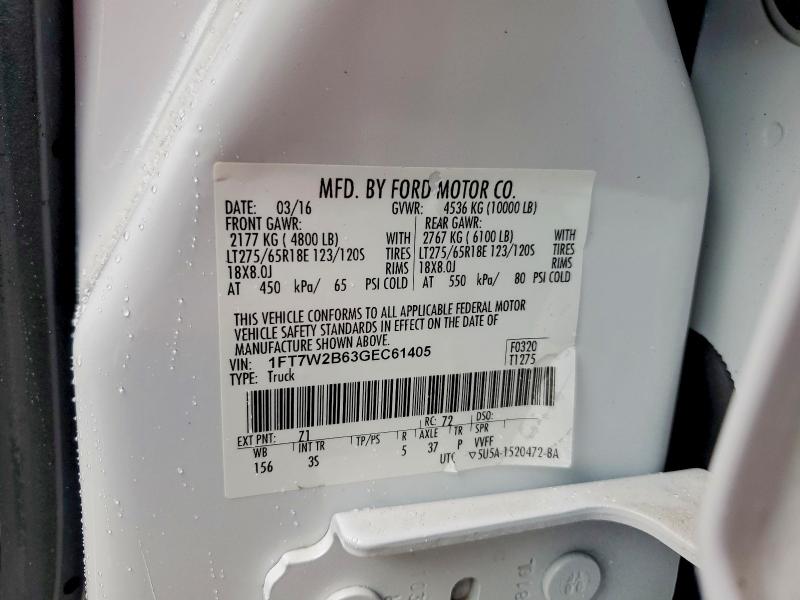 Aukcja sprzedaży 2016 Ford F250, vin: 1FT7W2B63GEC61405, numer aukcji: 63769286