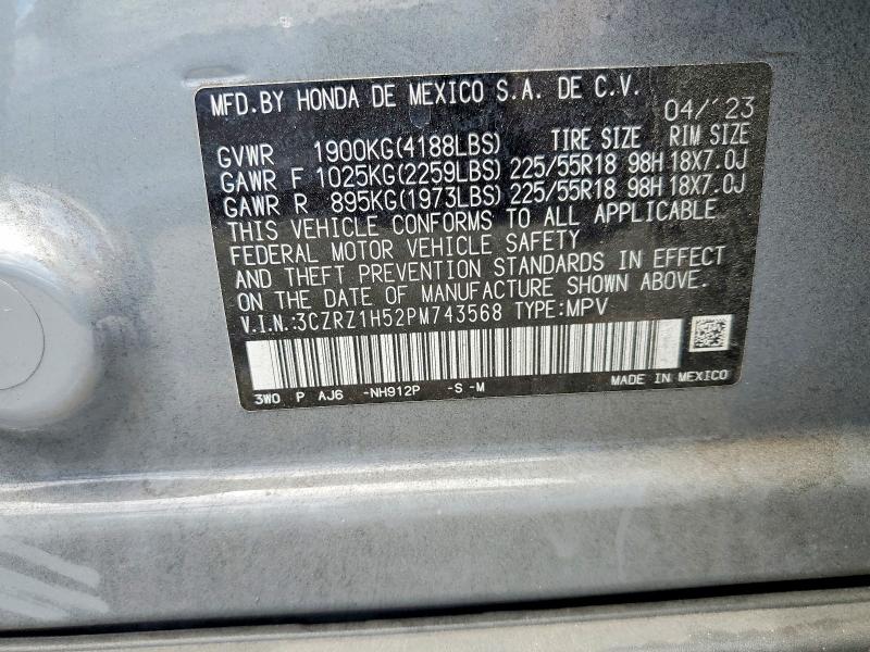 Продажа на аукционе авто 2023 Honda Hr-v, vin: 3CZRZ1H52PM743568, номер лота: 64255366