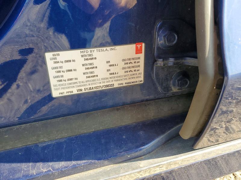 Продаж на аукціоні авто 2020 Tesla Model S, vin: 5YJSA1E27LF390333, номер лоту: 65787746