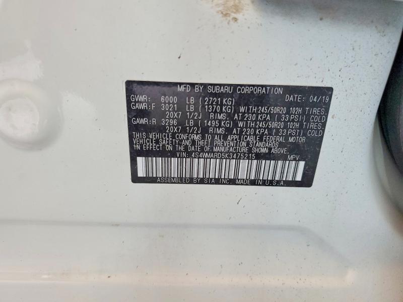 Продажа на аукционе авто 2019 Subaru Ascent, vin: 4S4WMARD5K3475215, номер лота: 63778456