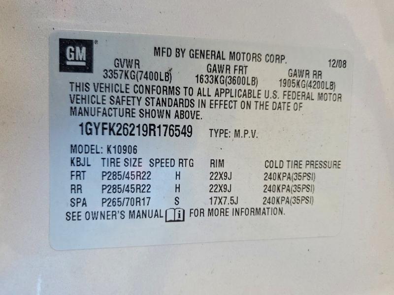 Aukcja sprzedaży 2009 Cadillac Escalade, vin: 1GYFK26219R176549, numer aukcji: 66232226