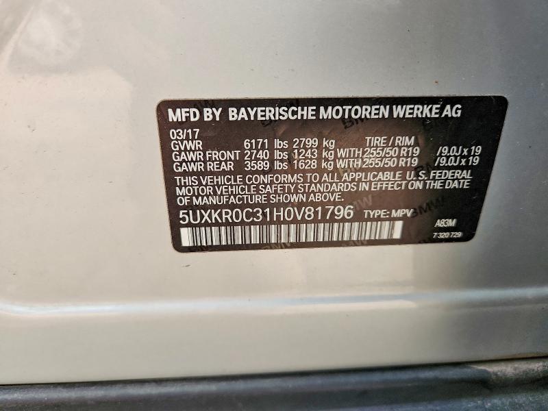 Aukcja sprzedaży 2017 Bmw X5, vin: 5UXKR0C31H0V81796, numer aukcji: 64215046