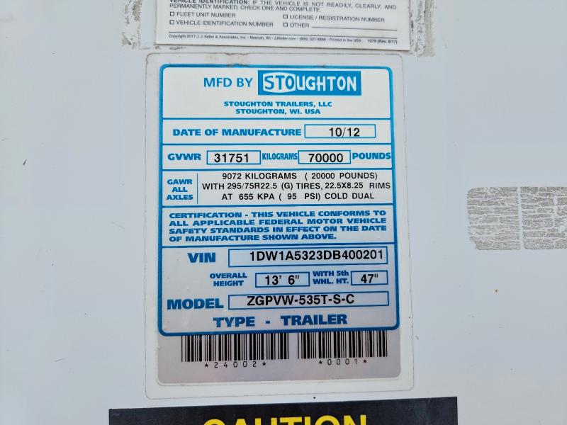 Продаж на аукціоні авто 2013 Stoughton Unknown, vin: 1DW1A5323DB400201, номер лоту: 63377956