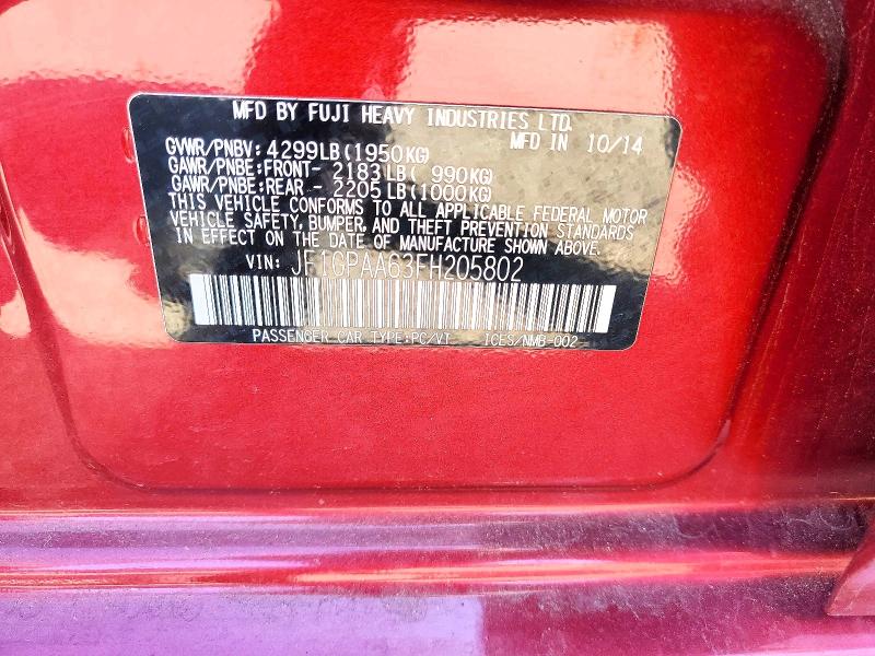 Aukcja sprzedaży 2015 Subaru Impreza, vin: JF1GPAA63FH205802, numer aukcji: 63592856