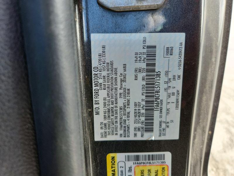Продажа на аукционе авто 2020 Ford Mustang, vin: 1FA6P8CF8L5171385, номер лота: 64956586