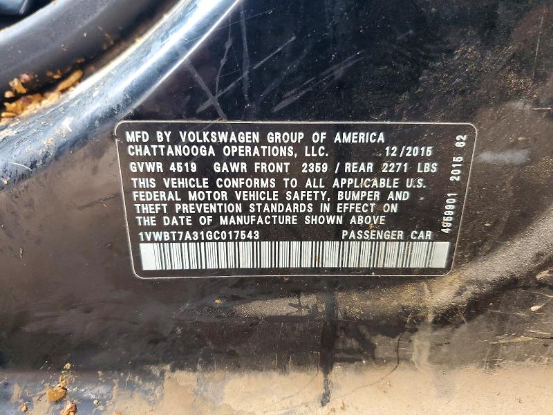 Aukcja sprzedaży 2016 Volkswagen Passat, vin: 1VWBT7A31GC017543, numer aukcji: 66602186