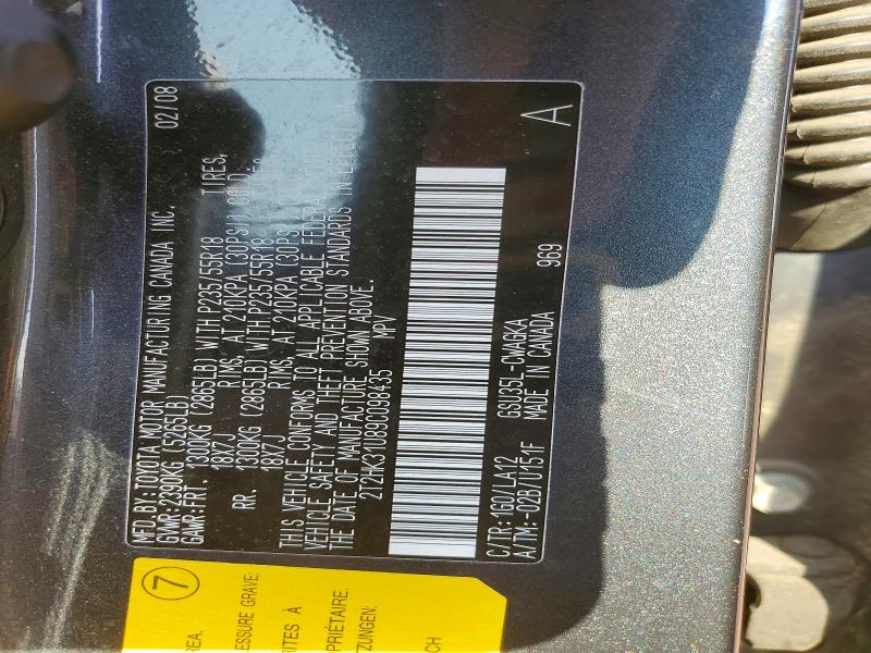 Auction sale of the 2009 Lexus Rx, vin: 2T2HK31U89C098435, lot number: 65730766