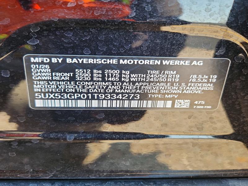 Aukcja sprzedaży 2026 Bmw X3, vin: 5UX53GP01T9334273, numer aukcji: 64776326