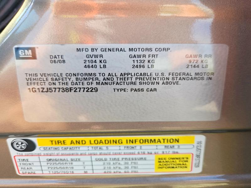 Продажа на аукционе авто 2008 Chevrolet Malibu, vin: 1G1ZJ57738F277229, номер лота: 66029056