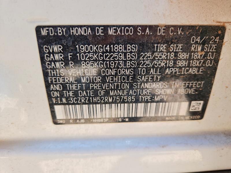 64251046 :رقم المزاد ، 3CZRZ1H52RM757585 vin ، 2024 Honda Hr-v مزاد بيع
