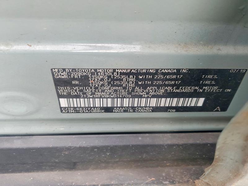 Продаж на аукціоні авто 2019 Toyota Rav4, vin: 2T3W1RFV8KW014709, номер лоту: 63620736