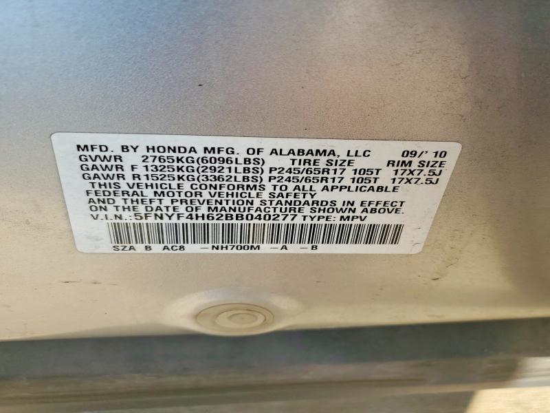 Aukcja sprzedaży 2011 Honda Pilot, vin: 5FNYF4H62BB040277, numer aukcji: 63815276