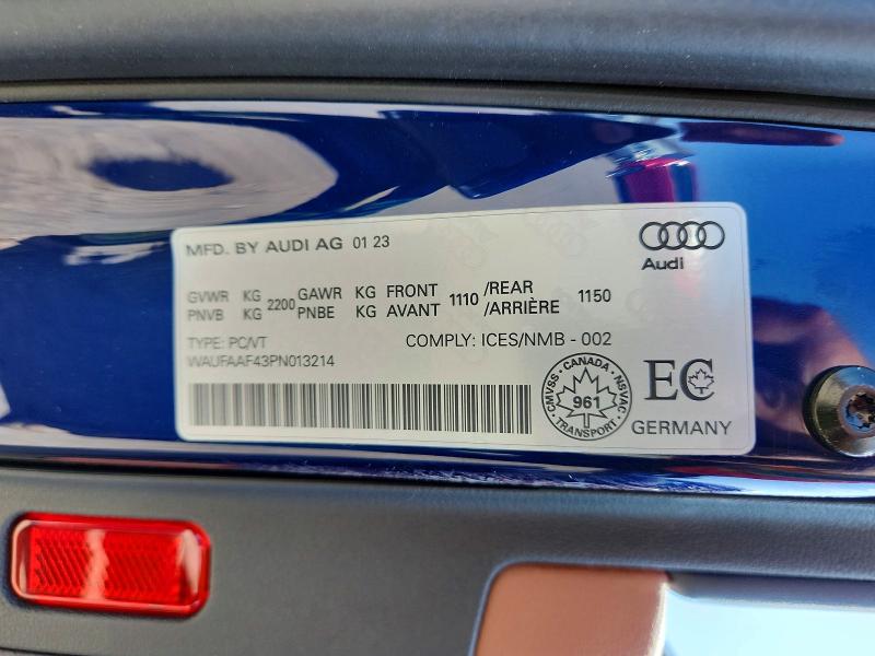 2023 Audi A4 მანქანა იყიდება აუქციონზე, vin: WAUFAAF43PN013214, აუქციონის ნომერი: 66023606