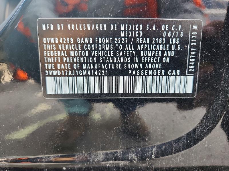 Продаж на аукціоні авто 2016 Volkswagen Jetta, vin: 3VWD17AJ1GM414231, номер лоту: 64059326