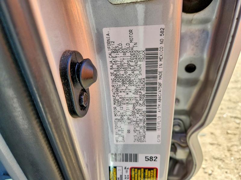 Продаж на аукціоні авто 2012 Toyota Tacoma, vin: 3TMMU4FN0CM043626, номер лоту: 65502386