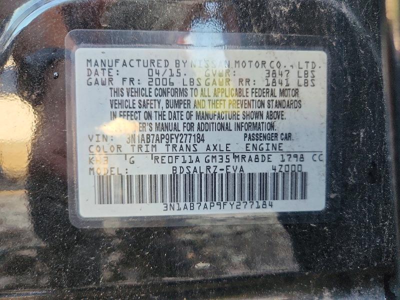 2015 Nissan Sentra მანქანა იყიდება აუქციონზე, vin: 3N1AB7AP9FY277184, აუქციონის ნომერი: 66919736