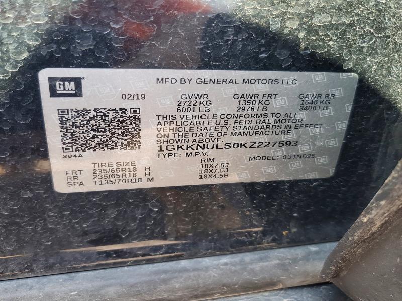 Продаж на аукціоні авто 2019 Gmc Acadia, vin: 1GKKNULS0KZ227593, номер лоту: 63994876