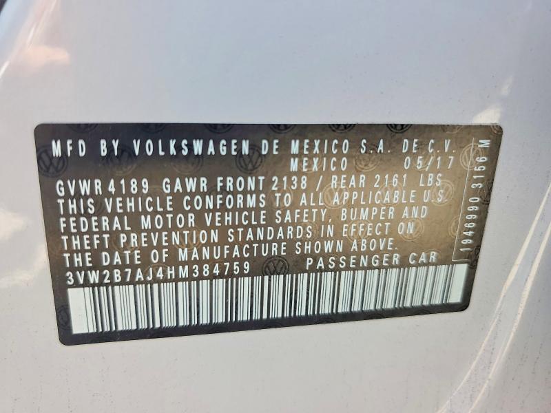 Aukcja sprzedaży 2017 Volkswagen Jetta, vin: 3VW2B7AJ4HM384759, numer aukcji: 65243936