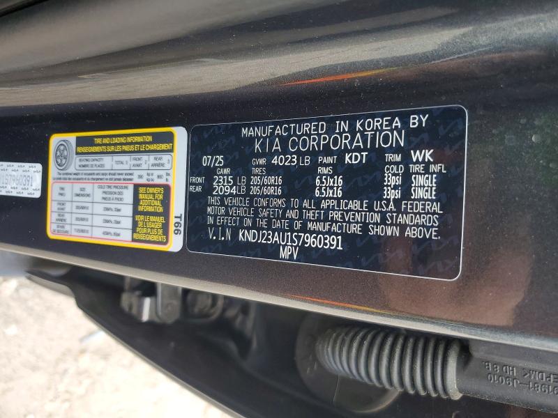 63857626 :رقم المزاد ، KNDJ23AU1S7960391 vin ، 2025 Kia Soul مزاد بيع