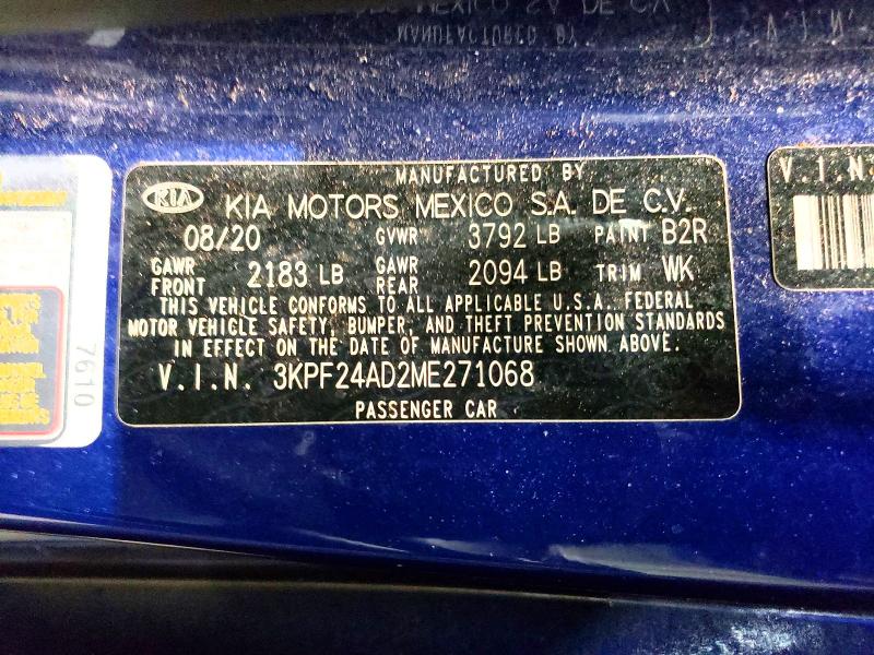 Aukcja sprzedaży 2021 Kia Forte, vin: 3KPF24AD2ME271068, numer aukcji: 65229036