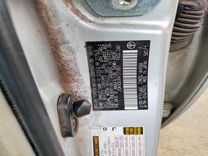 Aukcja sprzedaży 2010 Toyota Prius, vin: JTDKN3DU0A1215821, numer aukcji: 65830686