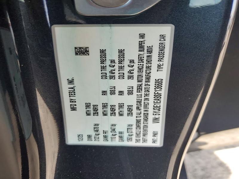 Продаж на аукціоні авто 2025 Tesla Model 3, vin: 5YJ3E1EA9SF136685, номер лоту: 65023966