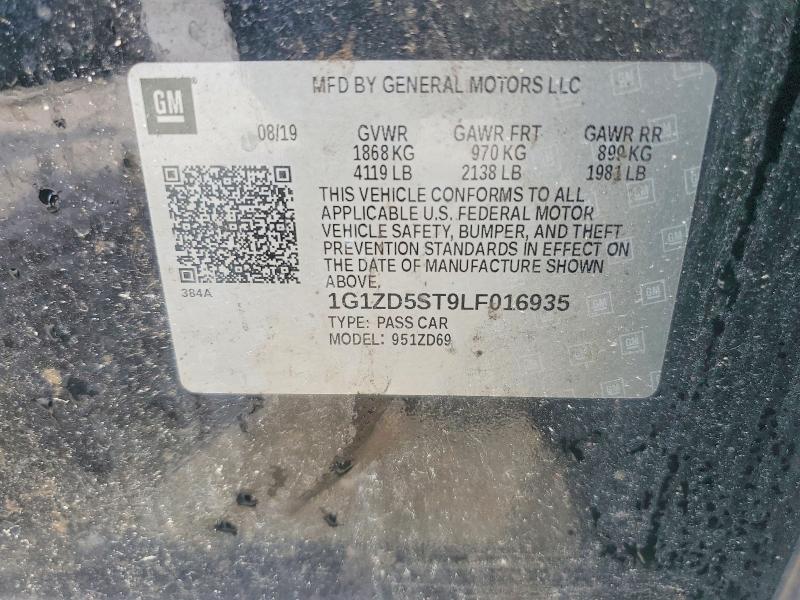 63753166 :رقم المزاد ، 1G1ZD5ST9LF016935 vin ، 2020 Chevrolet Malibu مزاد بيع