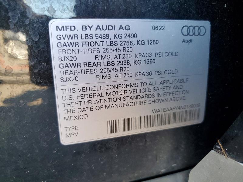 Продажа на аукционе авто 2022 Audi Q5, vin: WA1EAAFY4N2139009, номер лота: 65285056