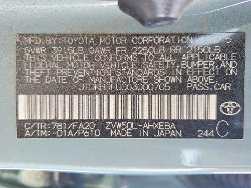 Продажа на аукционе авто 2016 Toyota Prius, vin: JTDKBRFU0G3000705, номер лота: 63776256