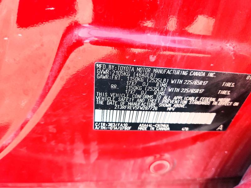 65712186 :رقم المزاد ، 2T3RFREV5FW287726 vin ، 2015 Toyota Rav4 مزاد بيع