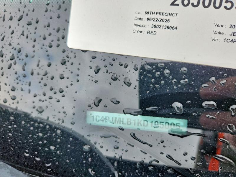 62598626 :رقم المزاد ، 1C4PJMLB1KD195005 vin ، 2019 Jeep Cherokee مزاد بيع