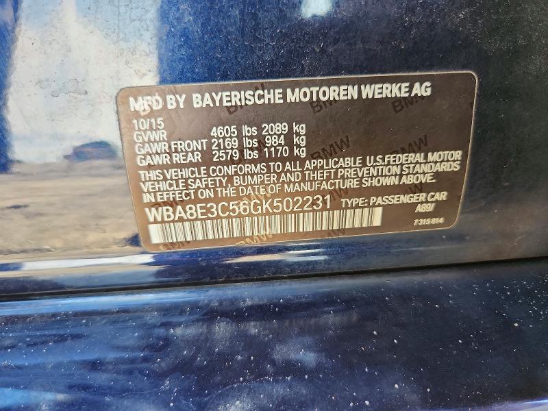 Aukcja sprzedaży 2016 Bmw 328, vin: WBA8E3C56GK502231, numer aukcji: 66256116